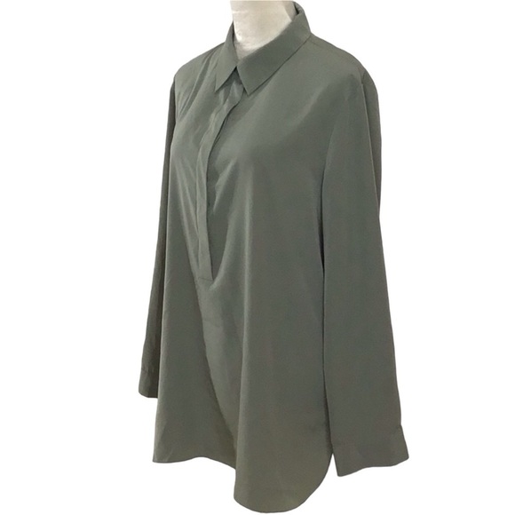 Chico’s Olive Green Buttoned Long Sleeve Blouse Chico’s Size 2- Large - Picture 1 of 5